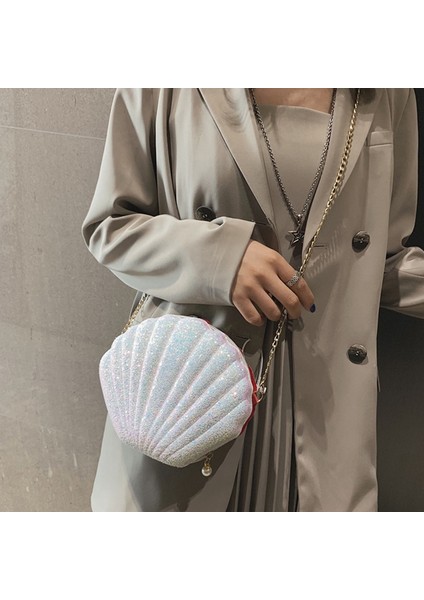 Kadın Kızlar Küçük Denizkızı Deniz Kabuğu Çanta Çapraz Vücut Omuz Çantaları Glitter Payetler Zincir Akşam Çanta, Pembe (Yurt Dışından) modelleri