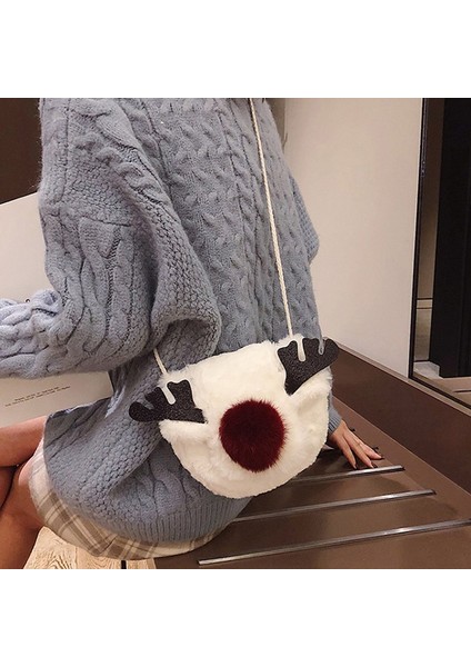 Boynuz Peluş Çanta Kızıl Saç Topu Aksesuarları Sonbahar ve Kış Sevimli Tüylü Elk Omuz Çapraz Paket (Yurt Dışından) indirimleri