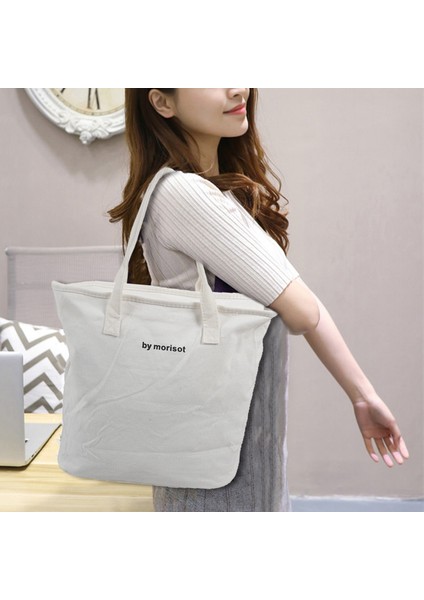 By Morısot Vahşi Büyük Kapasiteli Mektup Fermuarlı Kanvas Çanta Son Derece Basit Omuz Çantası Rahat Tote Çanta (Yurt Dışından) modelleri