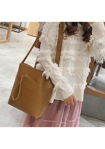 Kadın Omuz Çantaları Moda Kadın Çantası Yüksek Kaliteli Crossbody Çanta Kova Çanta Katı Vahşi Küçük Kare Çanta (Kahverengi) (Yurt Dışından) fırsatları