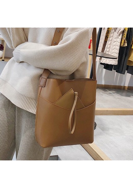 Kadın Omuz Çantaları Moda Kadın Çantası Yüksek Kaliteli Crossbody Çanta Kova Çanta Katı Vahşi Küçük Kare Çanta (Kahverengi) (Yurt Dışından) indirimleri