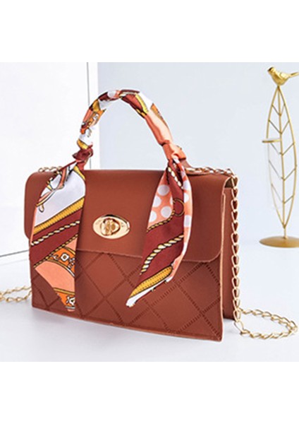 Bayanlar Niş Sevimli Zincir Messenger Çanta Bayan Moda Mini Pu Omuz Çantası Kahverengi (Yurt Dışından)