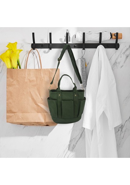 Moda Kanvas Pileli Çift Cep Tote Çanta Moda Omuz Çapraz Vücut Çanta (Yurt Dışından)