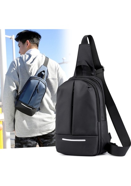 Çok Fonksiyonlu Messenger Çanta Erkek Su Geçirmez Moda Göğüs Çantası Kısa Mesafe Crossbody Göğüs Çantası Su Geçirmez Omuz Çantası Erkek Siyah (Yurt Dışından)