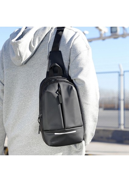 Çok Fonksiyonlu Messenger Çanta Erkek Su Geçirmez Moda Göğüs Çantası Kısa Mesafe Crossbody Göğüs Çantası Su Geçirmez Omuz Çantası Erkek Siyah (Yurt Dışından)