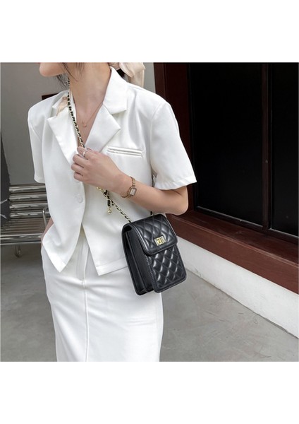 Yeni Kadın Sling Omuz Çantası Kaliteli Kore Moda Elmas Ayarlanabilir Zincir Messenger Çanta Mini Cep Telefonu Çantası-Siyah (Yurt Dışından) indirimleri