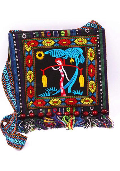 Hmong Vintage Çin Ulusal Tarzı Etnik Omuz Çantası Nakış Boho Hippi Tote Messenger (Yurt Dışından)