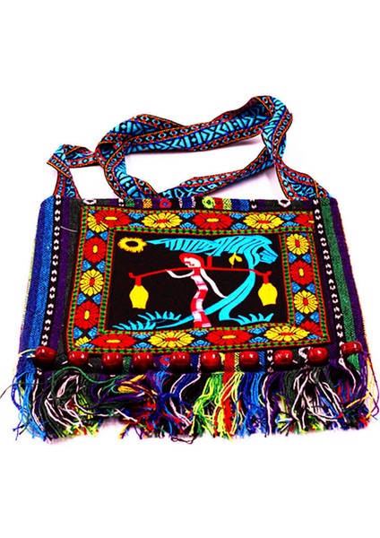 Hmong Vintage Çin Ulusal Tarzı Etnik Omuz Çantası Nakış Boho Hippi Tote Messenger (Yurt Dışından)