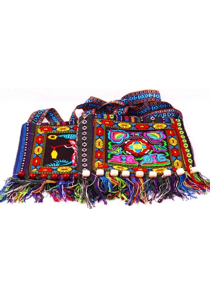 Hmong Vintage Çin Ulusal Tarzı Etnik Omuz Çantası Nakış Boho Hippi Tote Messenger (Yurt Dışından)
