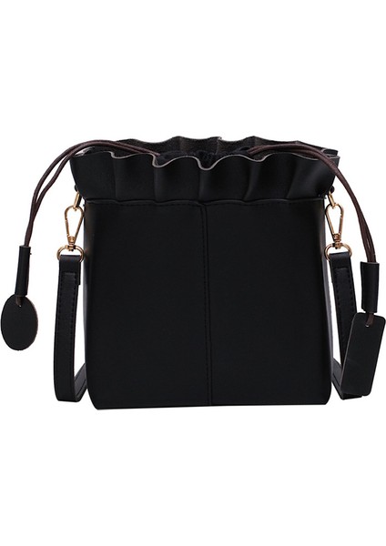 Yeni Dalga Moda Tek Omuz Messenger Çanta Basit Vahşi Kova Çanta Siyah Kore Versiyonu (Yurt Dışından)