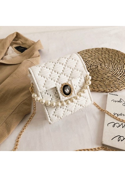 Dıy Malzeme El Dokuma Küçük Çanta Vahşi Omuz Çapraz Vücut Çanta Moda Taşınabilir Küçük Kare Çanta Beyaz (Yurt Dışından) fiyatları