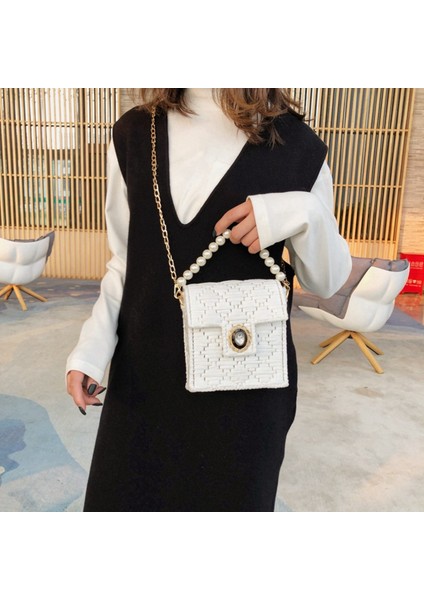 Dıy Malzeme El Dokuma Küçük Çanta Vahşi Omuz Çapraz Vücut Çanta Moda Taşınabilir Küçük Kare Çanta Beyaz (Yurt Dışından) indirimleri