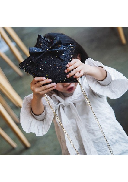 Kız Prenses Pullu Para Cüzdanı Pentagram Sevimli Küçük Yay Cüzdan Moda Çocuk Crossbody Siyah (Yurt Dışından) indirimleri