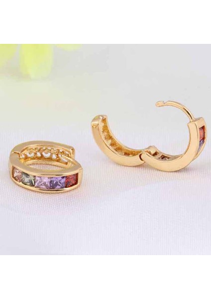 Moda Klasik Mikro Kakma Zirkon Kristal Avrupa Kadınlar Basit Yuvarlak Daire Düğme Küpe Güzel Takı Çok Renkli (Yurt Dışından) fırsatları