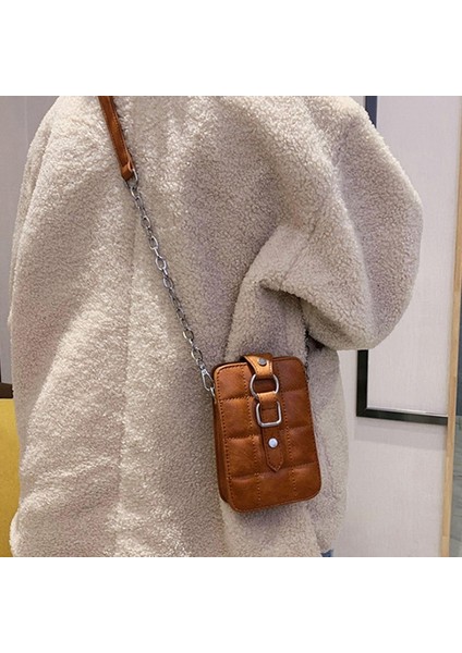 Moda Pu Deri Omuz Crossbody Çanta Kadın Crossbody Çanta Mini Çanta Akşam Çanta Zincirli Kahverengi (Yurt Dışından) fiyatları