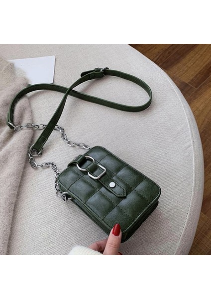 Moda Pu Deri Omuz Crossbody Çanta Kadın Crossbody Çanta Mini Çanta Akşam Çanta Zincirli Kahverengi (Yurt Dışından) modelleri