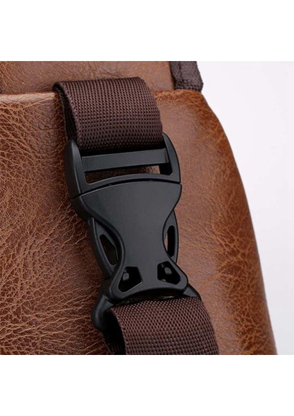 10X Mini USB Arayüzü Bol Alan Erkek Rahat Çanta Moda Açık Tek Kollu Çanta Seyahat Günü Paketi Pu Deri Göğüs Çantası (Yurt Dışından)