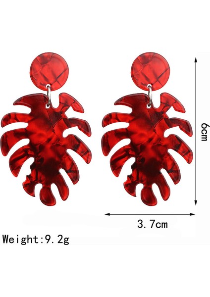 Yeni Uzun Dangle Asetik Asit Kurulu Yeşil Yapraklar Küpe Parti Takı Aksesuarları El Yapımı Moda Küpe Kadınlar Için Kırmızı (Yurt Dışından)