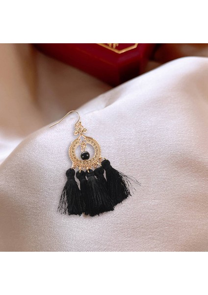 Vintage Saçak Uzun Küpe Kadınlar Için Düğün Parti Bohemian Takı Küpe Siyah (Yurt Dışından) modelleri
