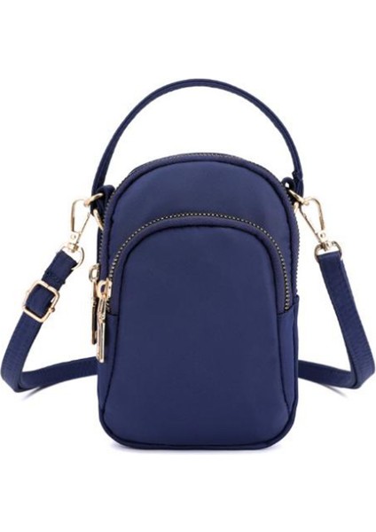 Kadın Omuz Çantası Moda Çanta Crossbody Naylon Cüzdan Düz Renk Fermuar Su Geçirmez Flap Crossbody Çanta Lacivert (Yurt Dışından)