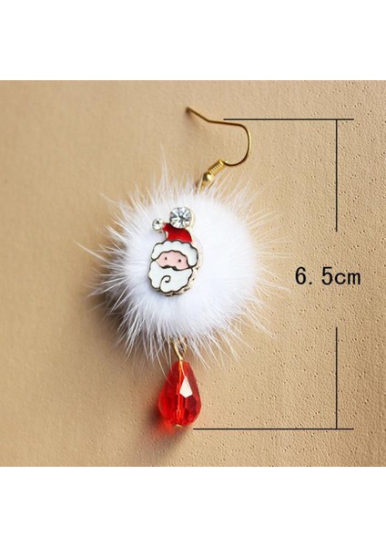 Noel Küpe Sevimli Top Şekli Peluş Kawaii Santa Kulaklar Deldi Takı Moda Parlak Elmas Taklidi Takı Hediye (Yurt Dışından) indirimleri