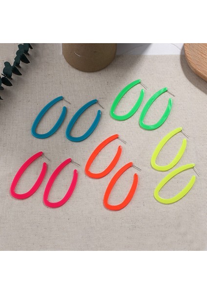 Mizaç Moda Oval Geometrik Küpe Floresan Küpe Turuncu (Yurt Dışından) fiyatları