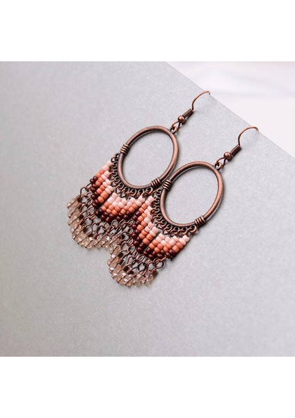 Kadın Yuvarlak Etnik Bohemya Alaşım Boncuklu Küpe Vintage Yaz Damla Küpe Tatil Plaj Küpe Haki (Yurt Dışından) modelleri