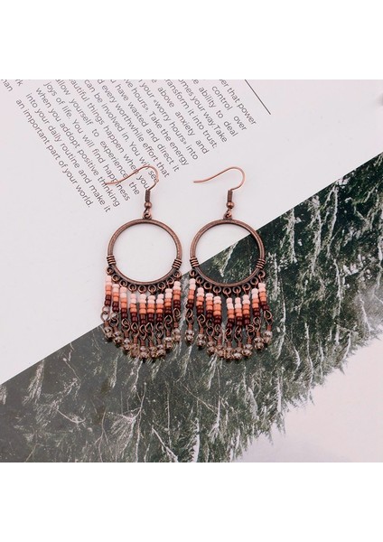 Kadın Yuvarlak Etnik Bohemya Alaşım Boncuklu Küpe Vintage Yaz Damla Küpe Tatil Plaj Küpe Haki (Yurt Dışından) indirimleri