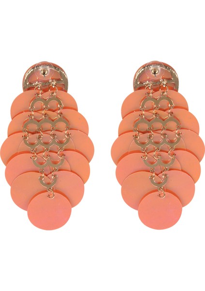 Plastik Levha Daire Payetler Uzun Püskül Kolye Küpe Balık Pulu Payet Saplama Küpe Turuncu (Yurt Dışından) fırsatları