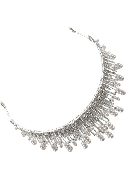 Lüks Gümüş Altın Kristal Inci Taç Düğün Saç Aksesuarları Gelin Parti Takı Büyük Bantlar (Yurt Dışından) fiyatları