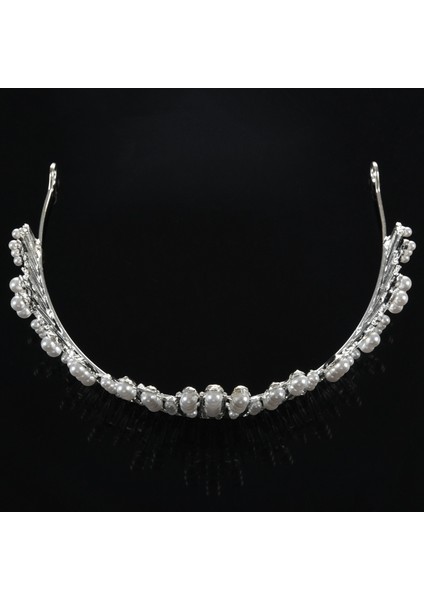 Lüks Gümüş Altın Kristal Inci Taç Düğün Saç Aksesuarları Gelin Parti Takı Büyük Bantlar (Yurt Dışından) fırsatları