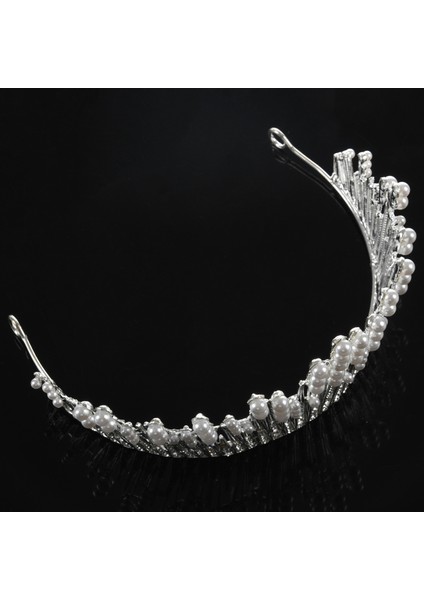 Lüks Gümüş Altın Kristal Inci Taç Düğün Saç Aksesuarları Gelin Parti Takı Büyük Bantlar (Yurt Dışından) indirimleri