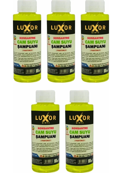 Luxor Kimya Konsantre Oto Cam Suyu Şampuanı 100ML 5 Adet