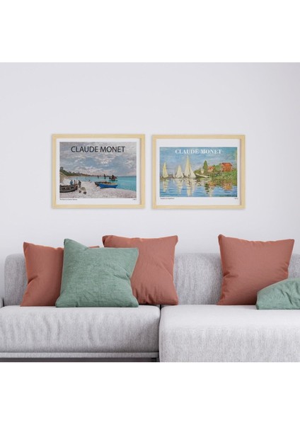 Claude Monet Doğal Ahşap Çerçeveli 2'li Tablo Seti