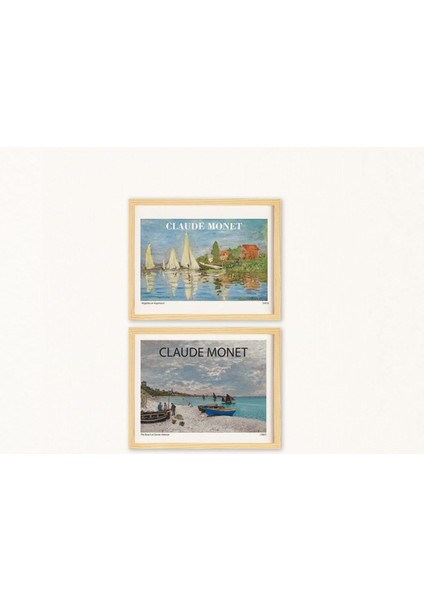Claude Monet Doğal Ahşap Çerçeveli 2'li Tablo Seti fiyatları