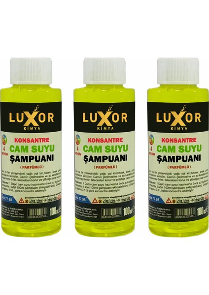 Luxor Kimya Konsantre Oto Cam Suyu Şampuanı 100ML 3 Adet