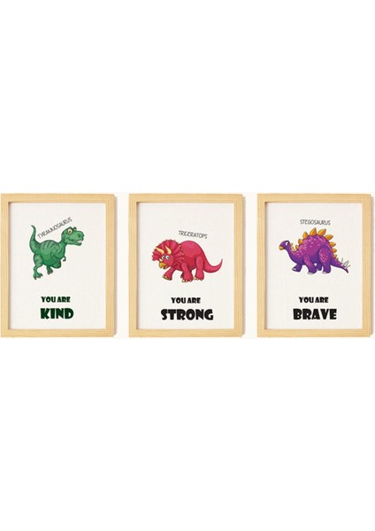 Çocuk Odası Doğal Ahşap Çerçeveli 3'lü Tablo Seti fiyatları