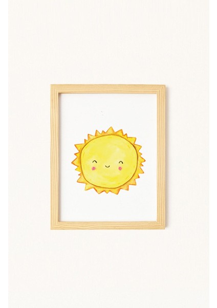 Çocuk Odası Doğal Ahşap Çerçeveli 3'lü Tablo Seti modelleri