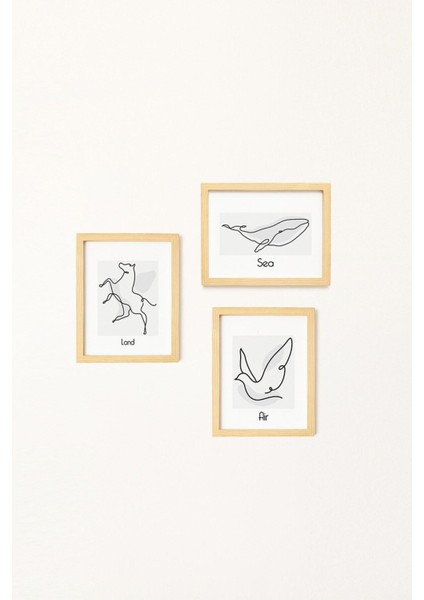 Bohem & Iskandinav Doğal Ahşap Çerçeveli 3'lü Tablo Seti fiyatları