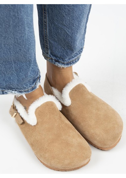 Holly Kürklü Kadın Deri Kürklü Deri Kemerli Tokalı Kum Sandalet fiyatları