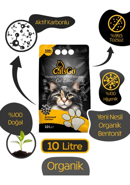 Cats Go Aktif Karbonlu Premium Kedi Kumu 10 lt