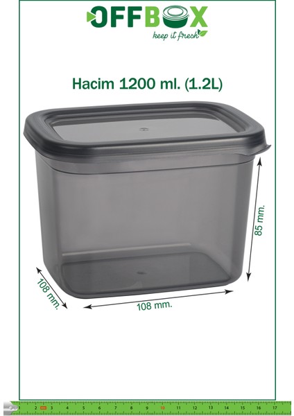 D-1200 Dikdörtgen Erzak Bakliyat Saklama Kabı Baharatlık 12'li Set 1,2 Litre 20 Etiket Hediyeli