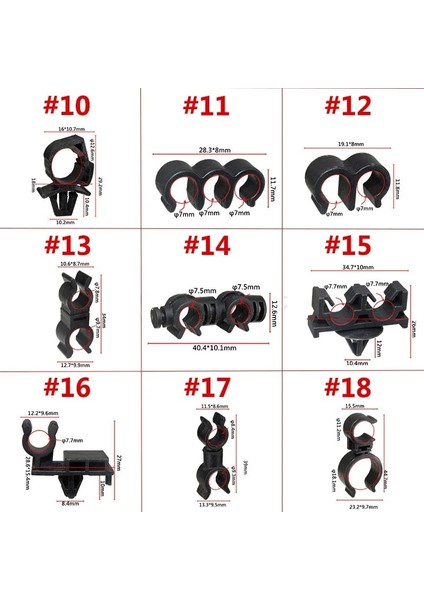 10 Adet No.15 Otomobil Kabloları Hava Tüpü Kelepçe Naylon Plastik Petrol Boru Hattı Ayırma Sabit Taban Araba Kaput Dikme Prop Çubuk Tutucu Klip (Yurt Dışından)