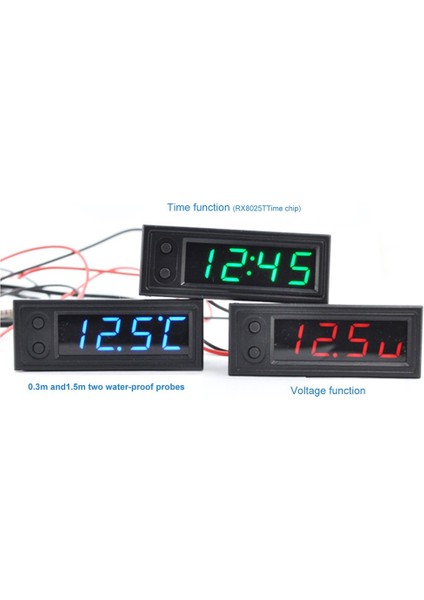 3-In-1 Araba Dijital Tüp LED Voltmetre Termometre Zaman Otomobil Masa Saatleri (Yurt Dışından) modelleri