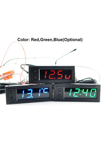 3-In-1 Araba Dijital Tüp LED Voltmetre Termometre Zaman Otomobil Masa Saatleri (Yurt Dışından) indirimleri