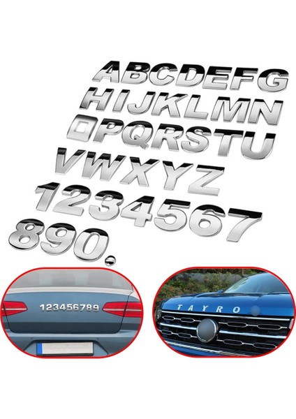 R Stili Siyah 3D Metal Alfabe Gümüş Rozet Krom Gümüş Harfler Sayılar Logo Araba Çıkartmaları Otomobiller Araba Aksesuarları Çıkartmaları Dekorasyon (Yurt Dışından)