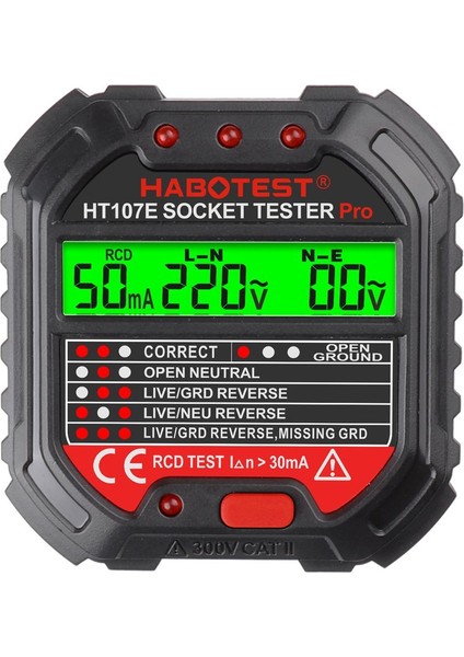 Devre Polarite Soket Test Cihazı Habotes Gfcı 90-250V Soket Test Cihazı HT107E (Yurt Dışından) fiyatları