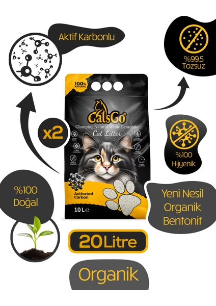 Cats Go Aktif Karbonlu Premium Kedi Kumu 20 LT