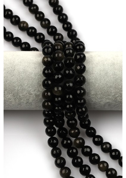 Gold Obsidyen Doğal Taş Dizi 10 mm Fasetli Küre Kesim