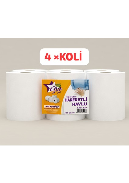 Apex Hareketli Havlu Peçete Fotoselli 21 CM%100 Selüloz Geniş Rulolar 6*24RULO